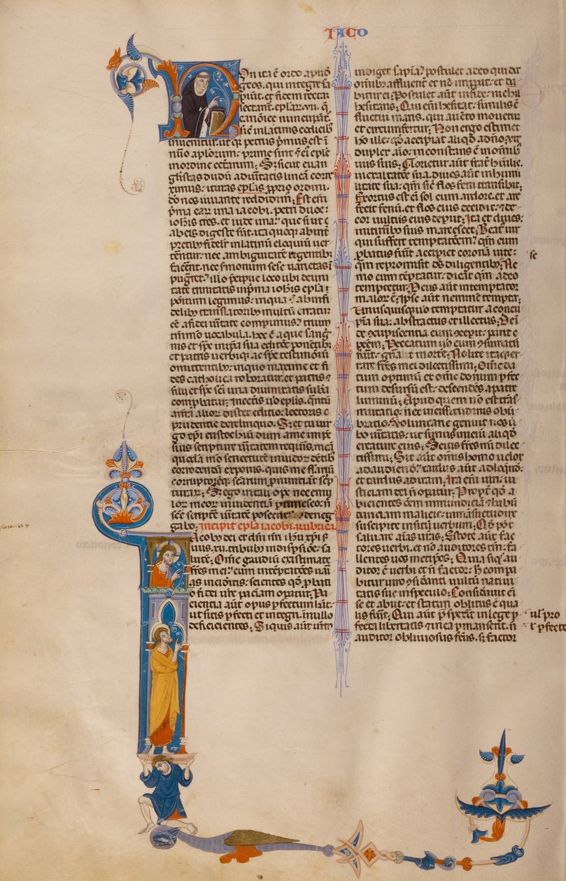 Initialen I: Sint Jakobus met Christus boven door Unknown artist