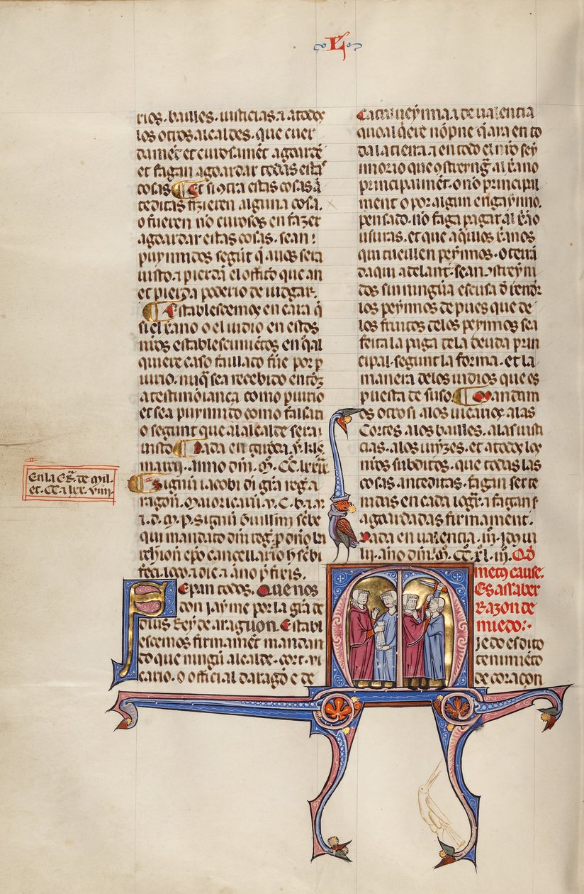 Initial M: Een man die geld geeft aan een andere man en twee vechtende mannen door Unknown artist