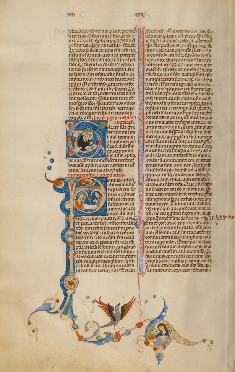 Beginletter P: Sint Paulus geeft een brief aan een boodschapper door Unknown artist