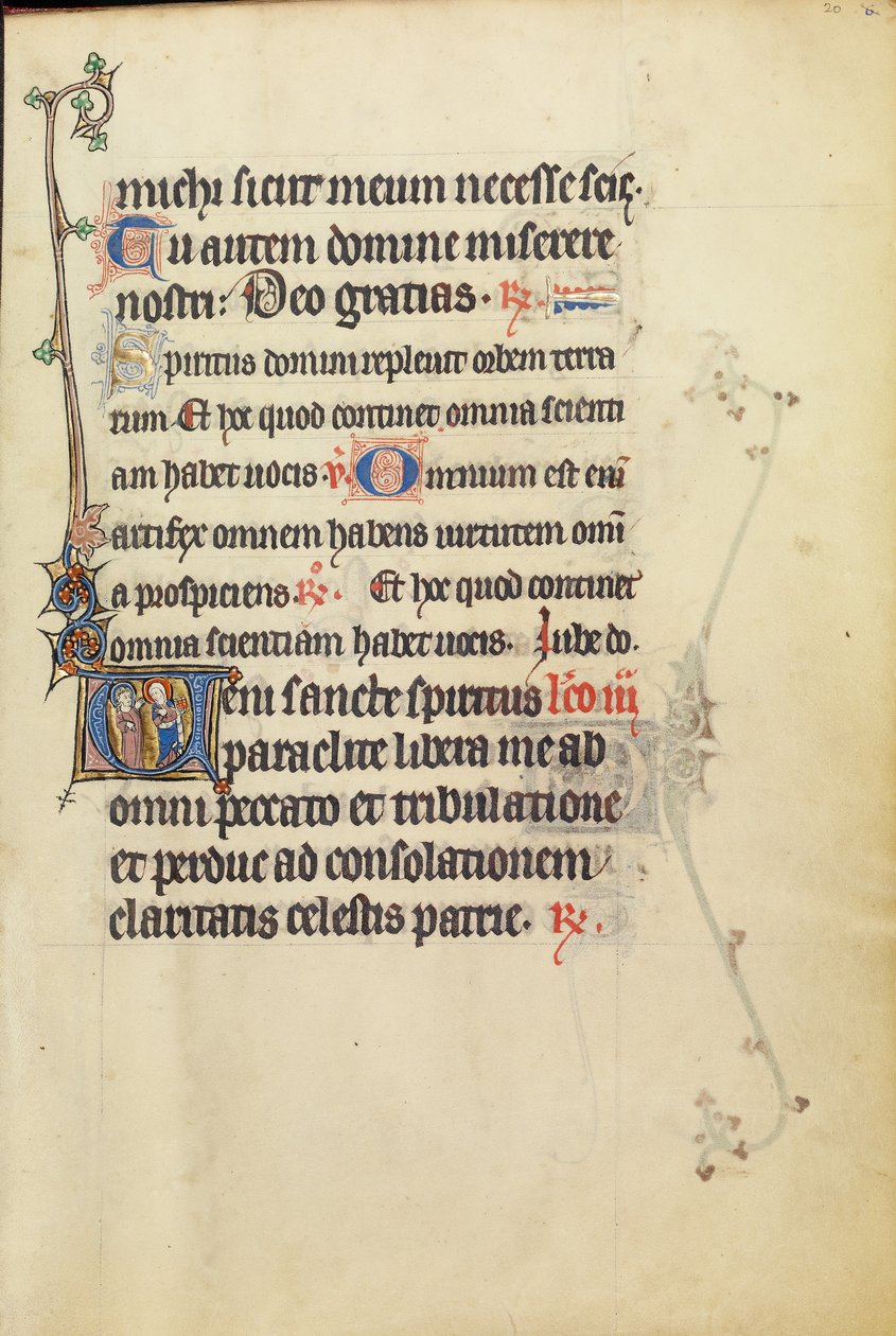 Initial V: Een mannelijke heilige en een vrouwelijke heilige in gesprek door Unknown artist