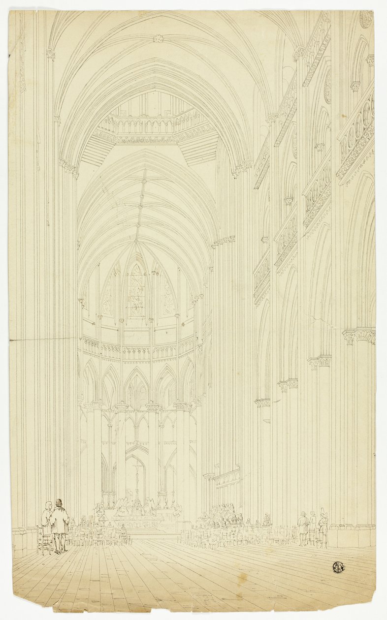 Interieur van een gotische kathedraal door Unknown artist