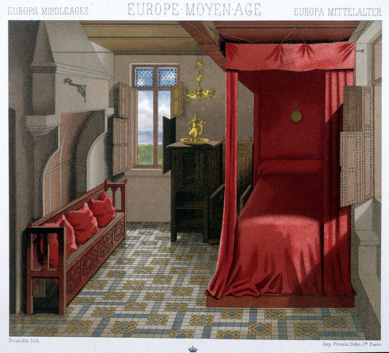 Interieur van een huis in de 15e en 16e eeuw. In 