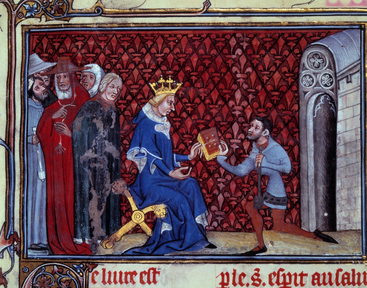 Jacques Bauchant presenteert zijn boek aan koning Karel V door Unknown artist