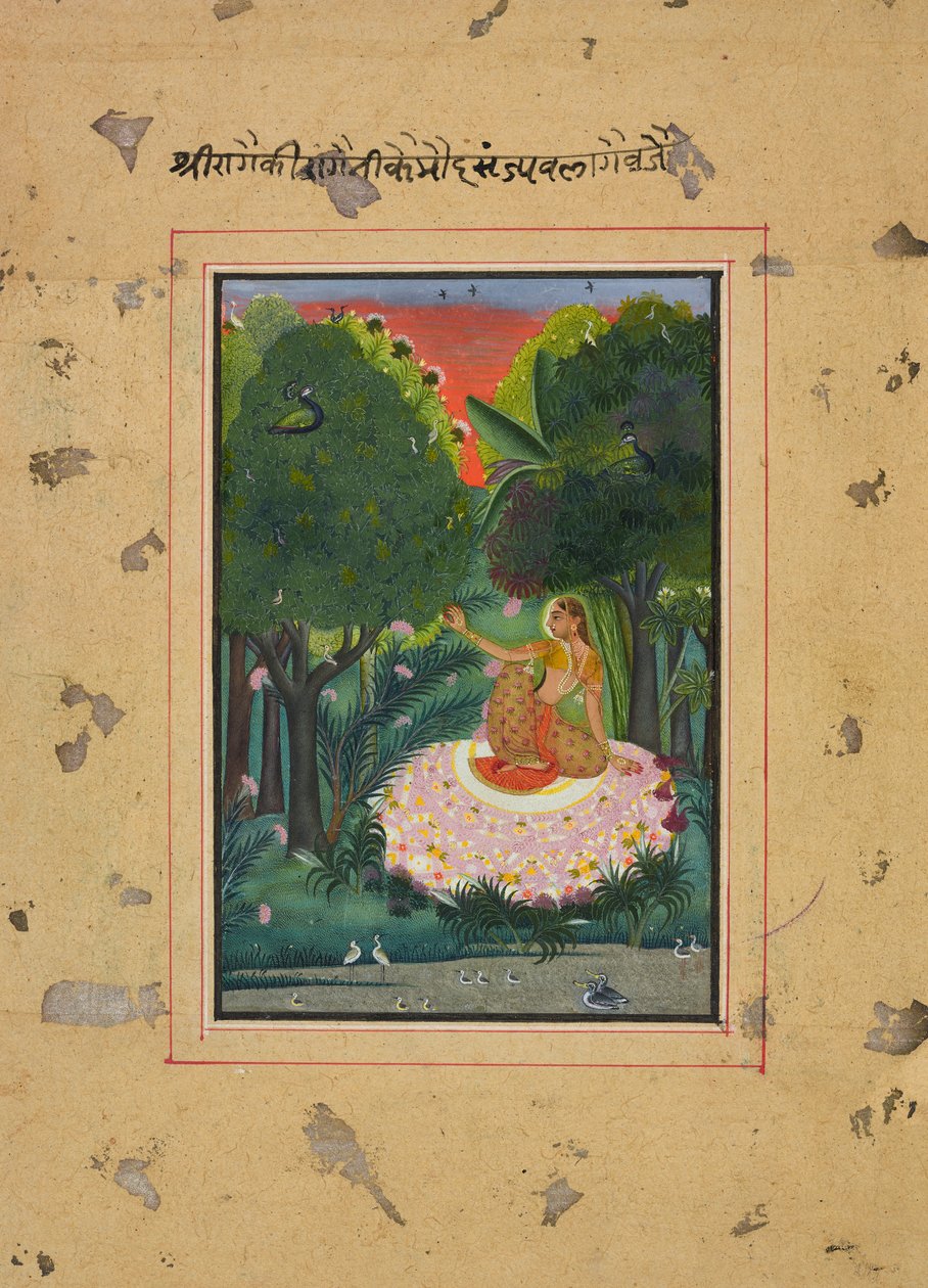 Kamod Ragini, folio uit een Ragamala door Unknown artist