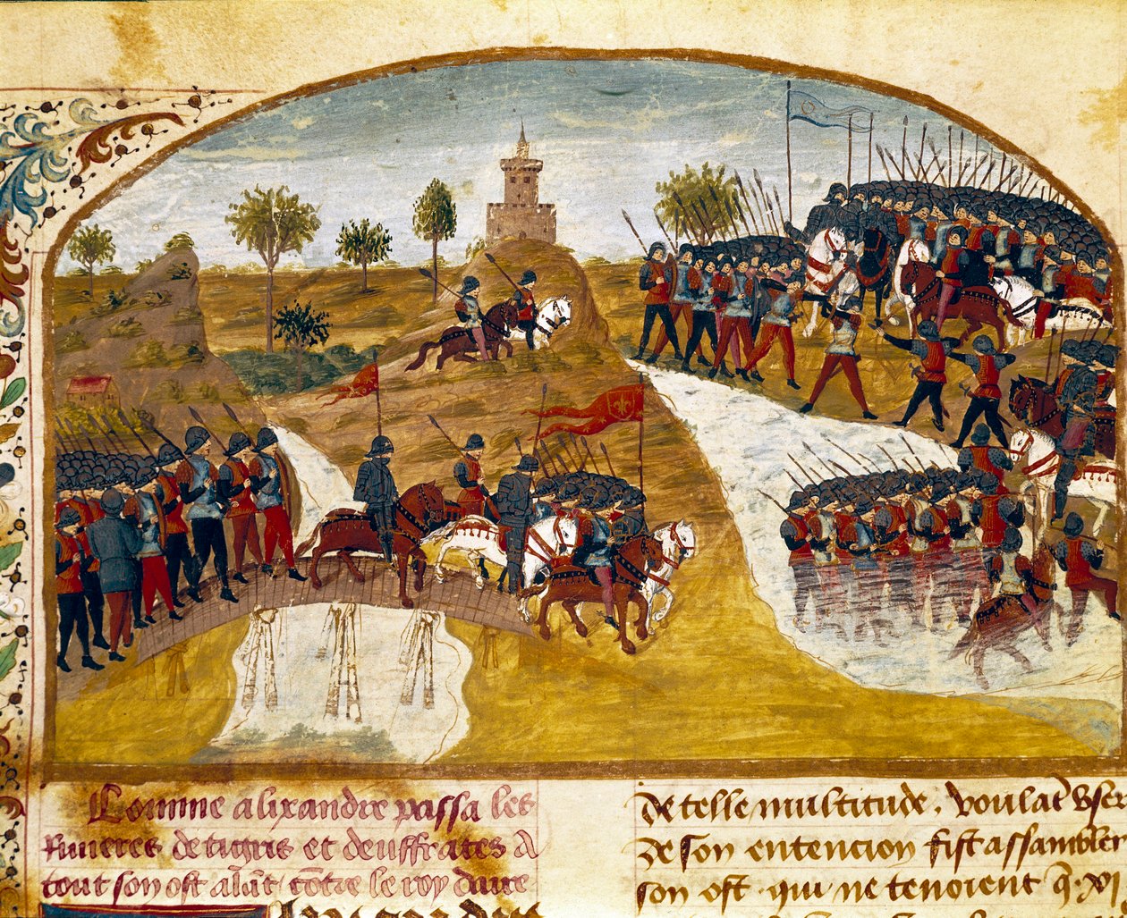 Koning Alexander de Grote en zijn leger passeren de Tigris en de Eufraat door Unknown artist