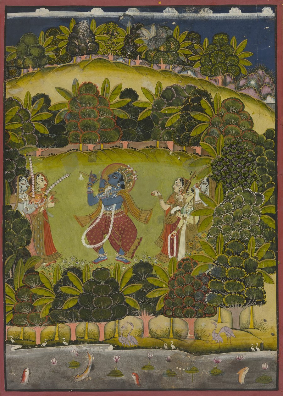 Krishna fluit voor de Gopi