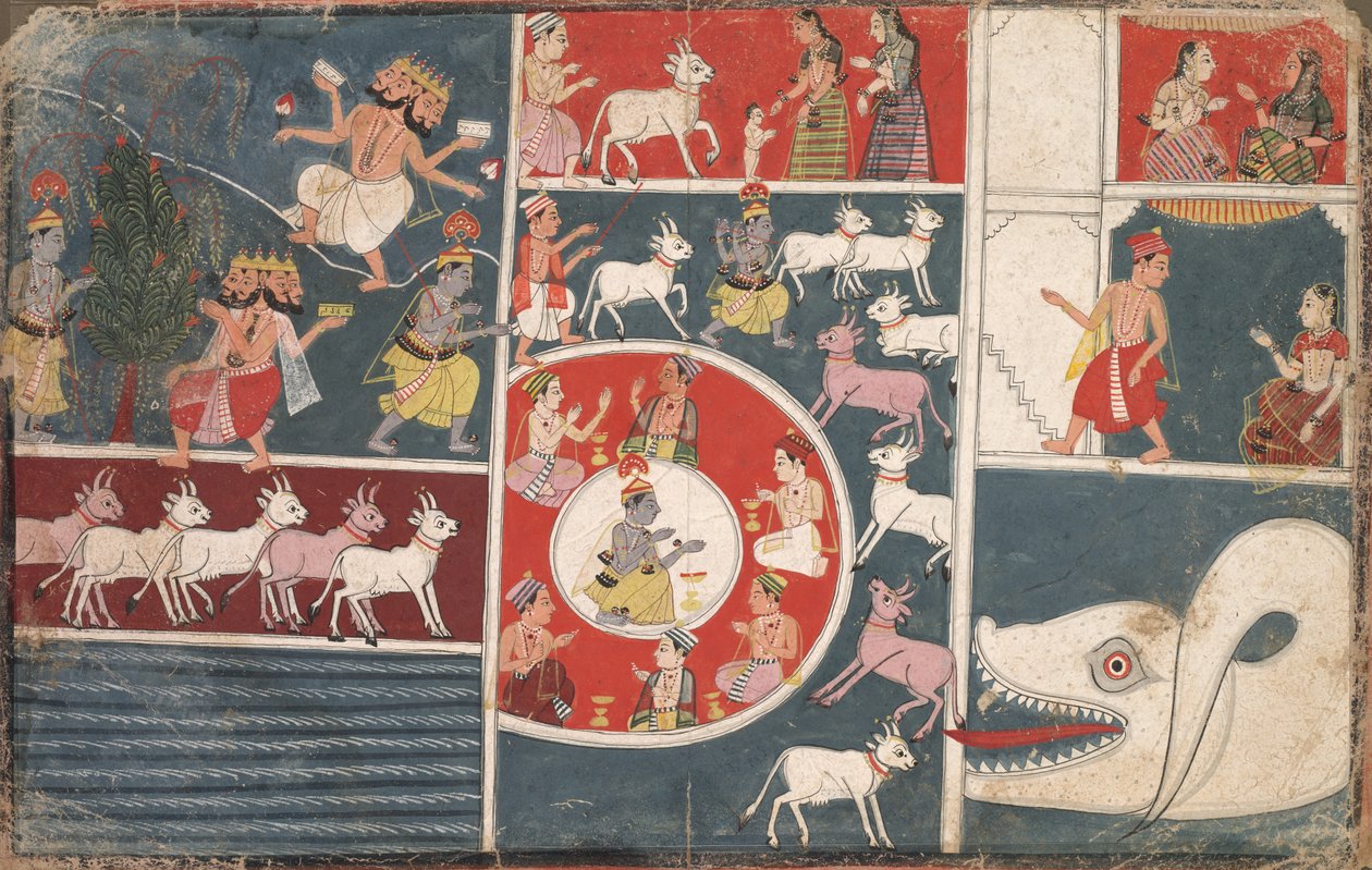 Krishna Speelt de Fluit en andere Episodes uit de Bhagavata Purana door Unknown artist