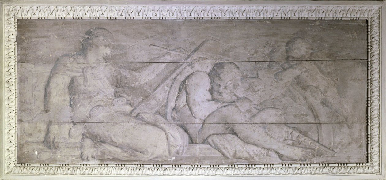 De Geschiedenis schrijvend op de schouder van de Tijd door Unknown artist