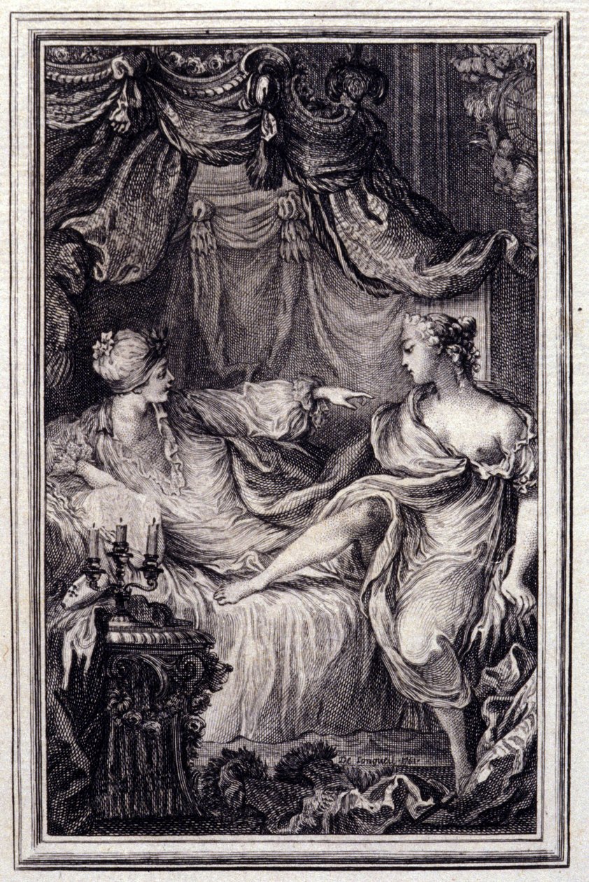 La courtesan amoureuse - in "Tales et nouvelles en vers" door Jean La Fontaine. 1762 door Unknown artist