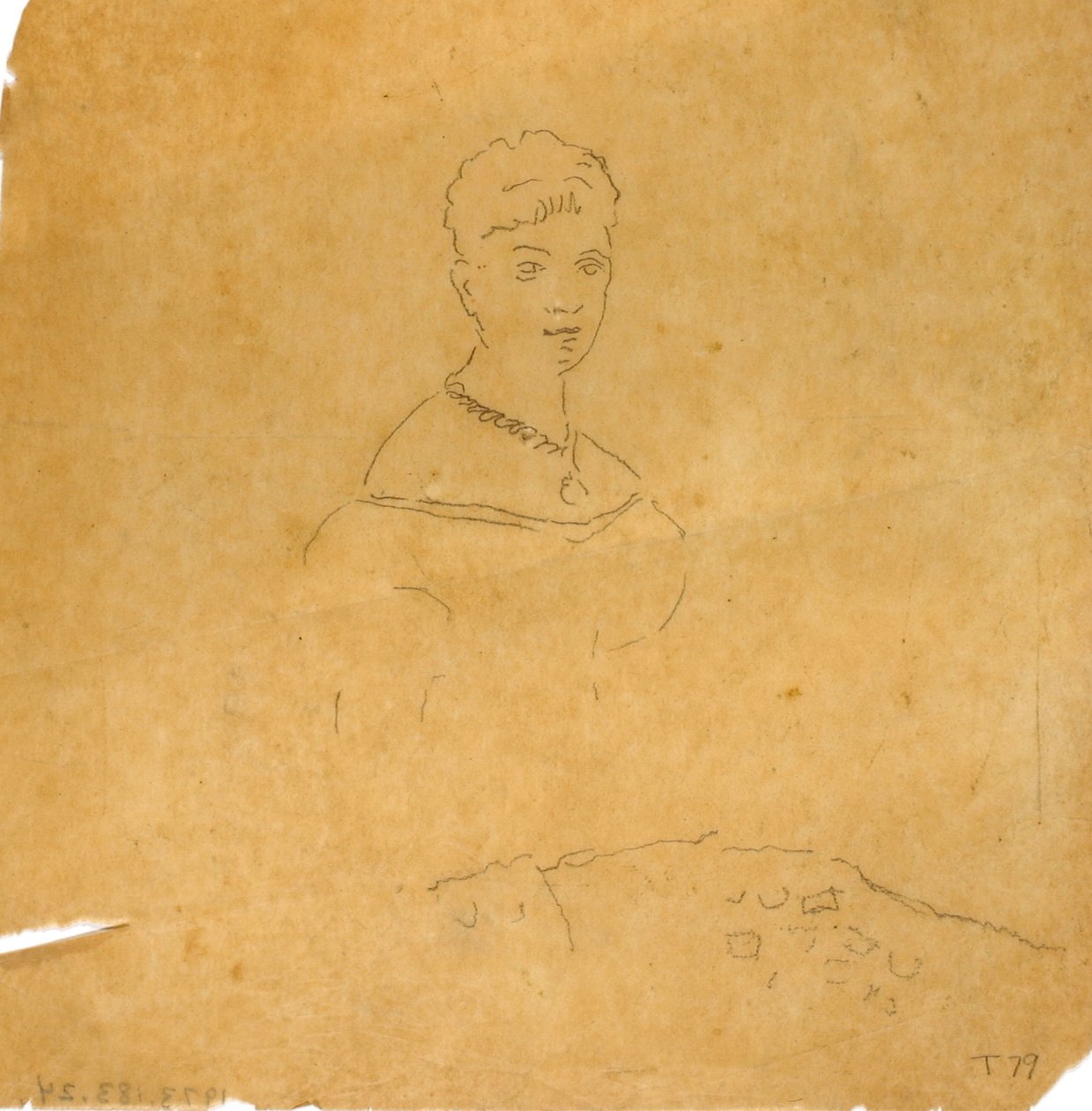 Dame in avondjurk met figuur van Venus de Milo door Unknown artist