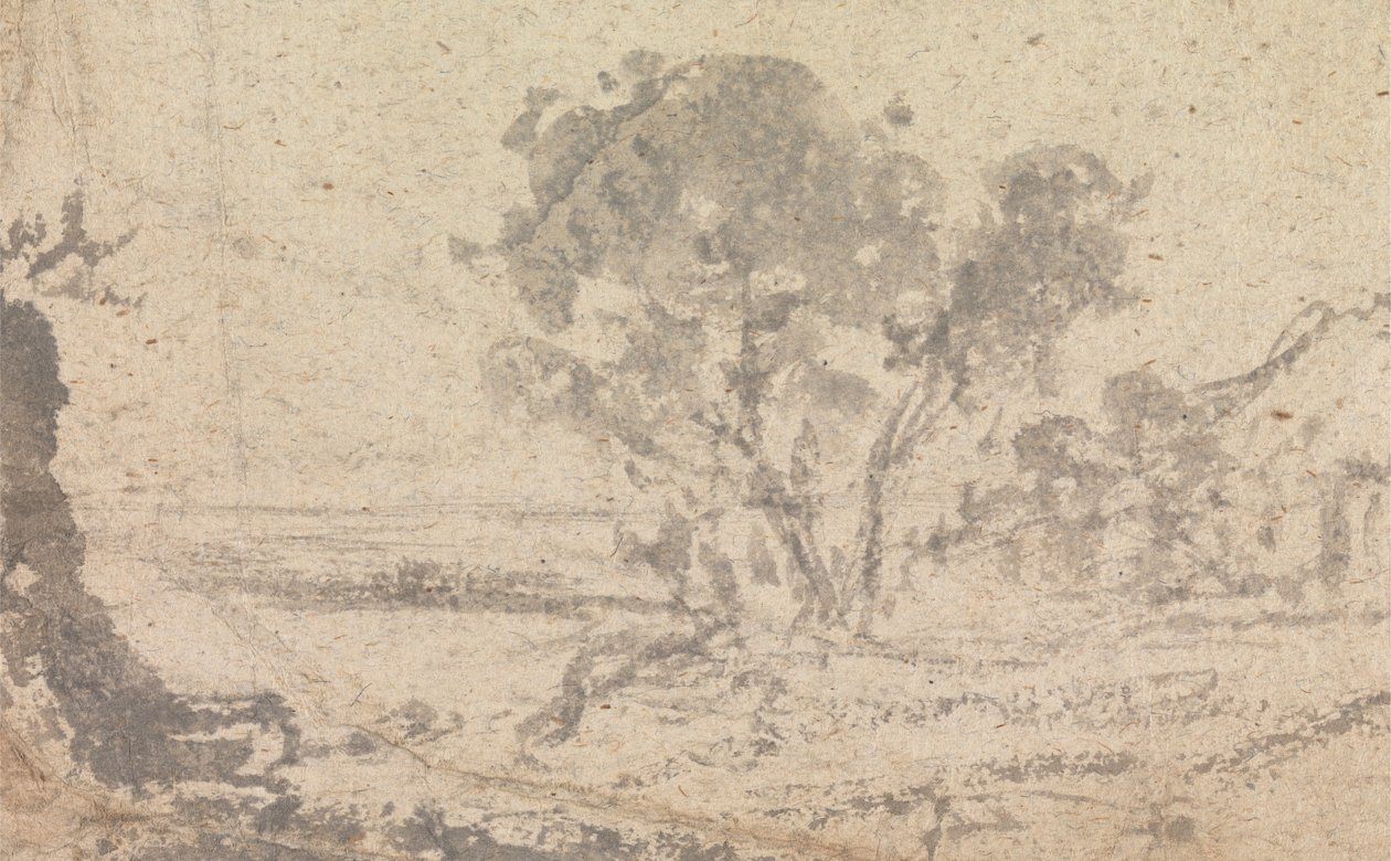 Landschapsschets met een boom door Unknown artist