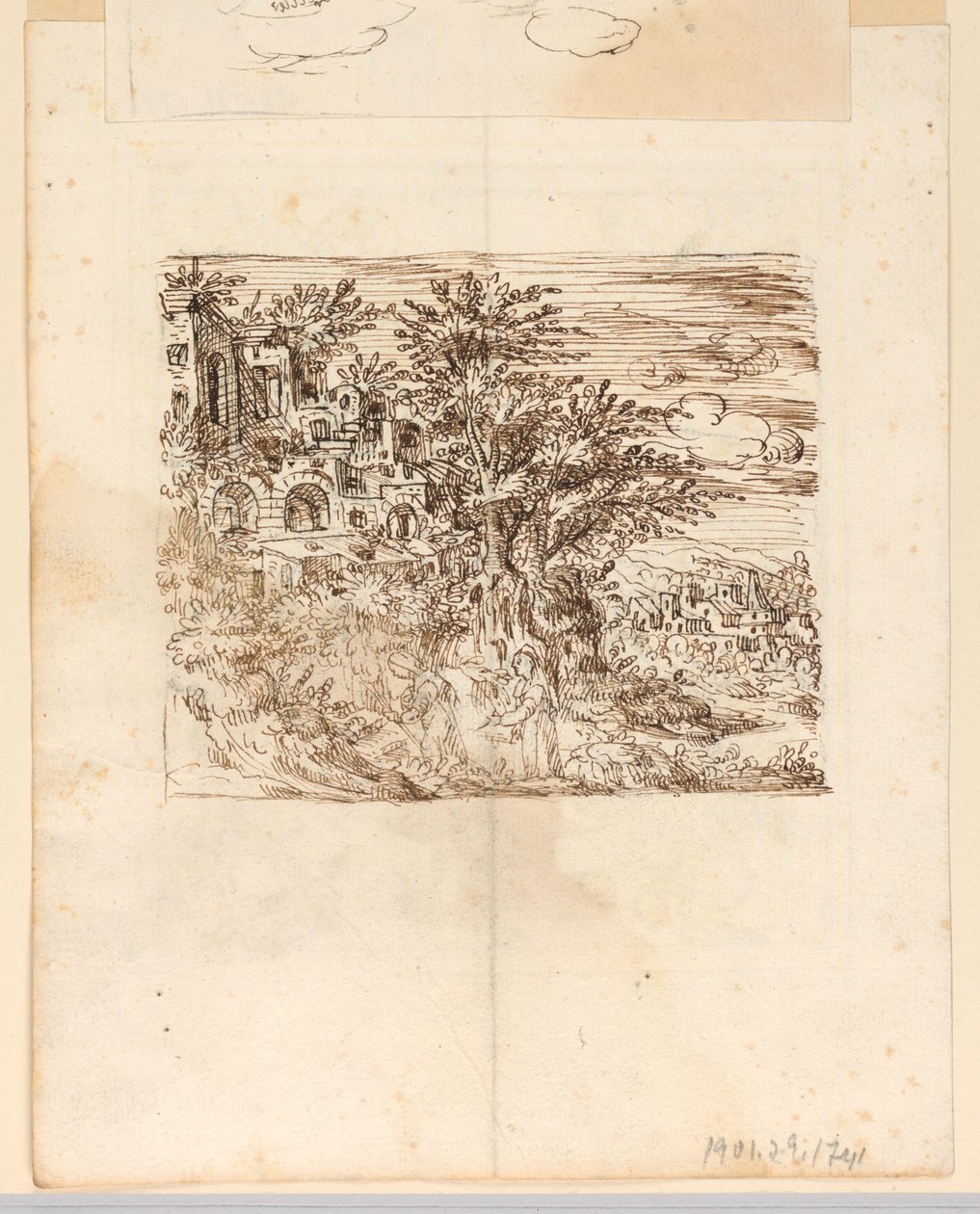 Landschap; verso: Grotesk Ontwerp door Unknown artist