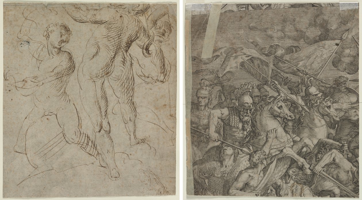 Laocoön (recto); Slag bij de Milvische Brug (fragment) (verso) door Unknown artist