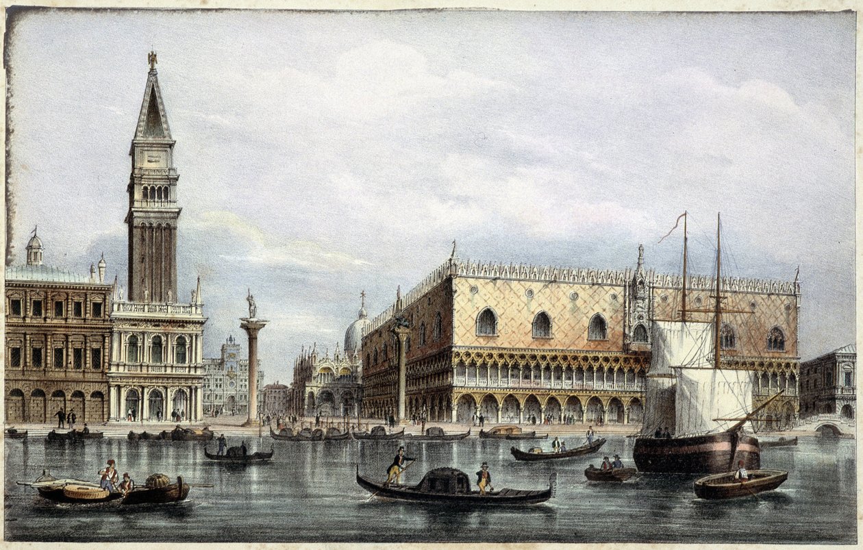 Le mole vu du canal - in "Album of the main views of Venice", ill. door Marco Moro, uitgegeven door Gio Brizeghel, ca. 1840 door Unknown artist