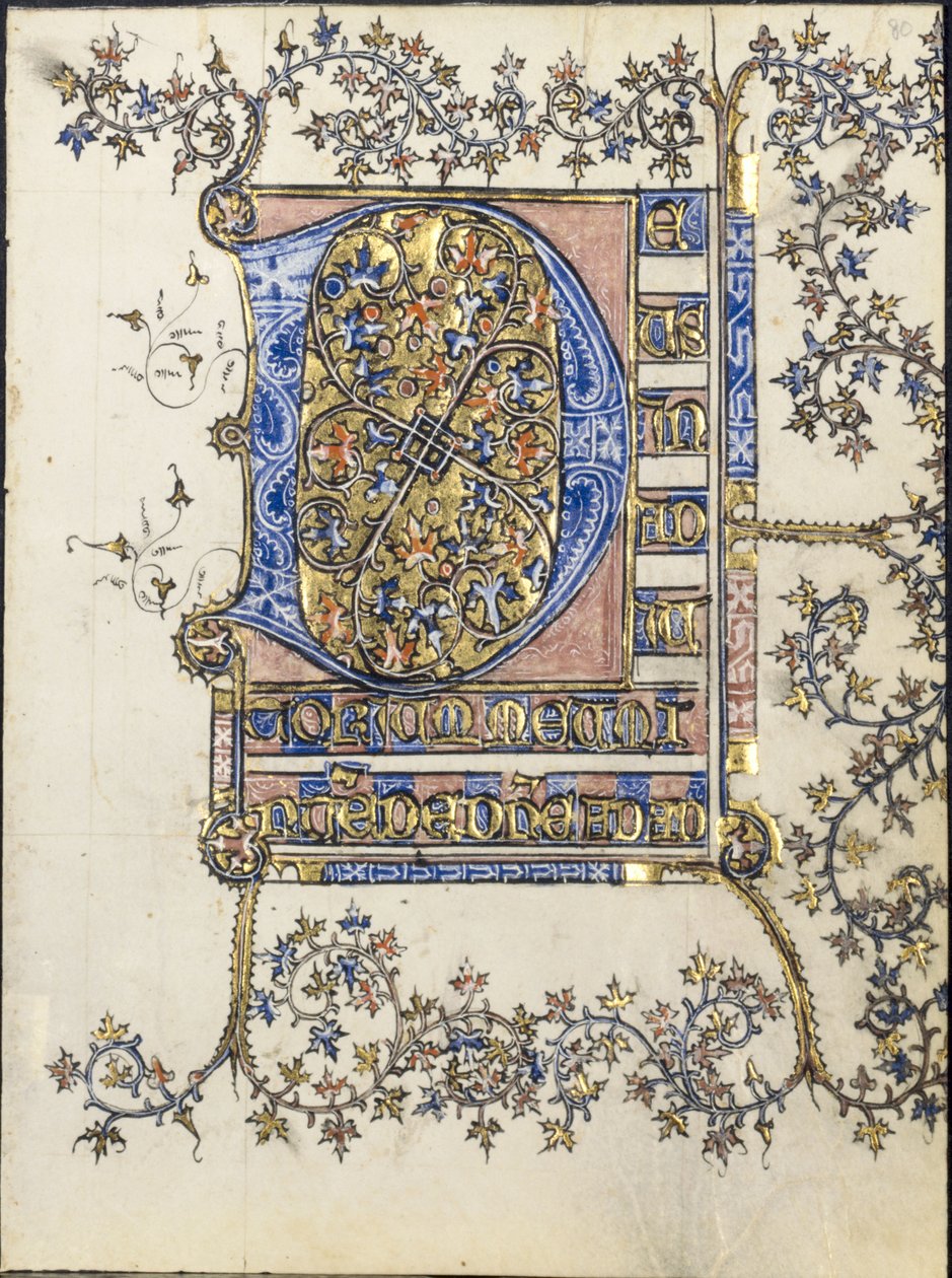 Blad uit een getijdenboek: Initiaal D door Unknown artist