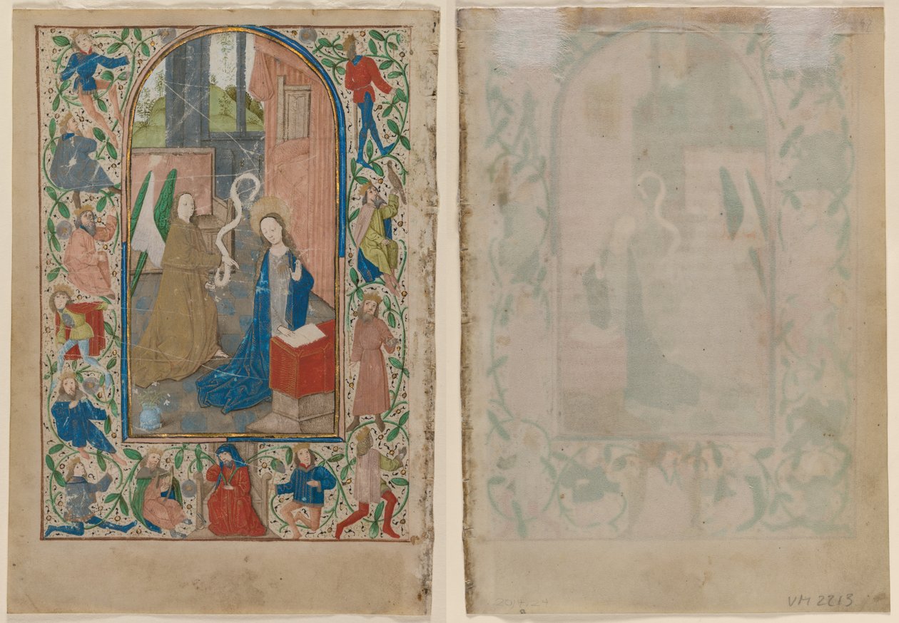 Blad uit een getijdenboek: De Aankondiging door Unknown artist