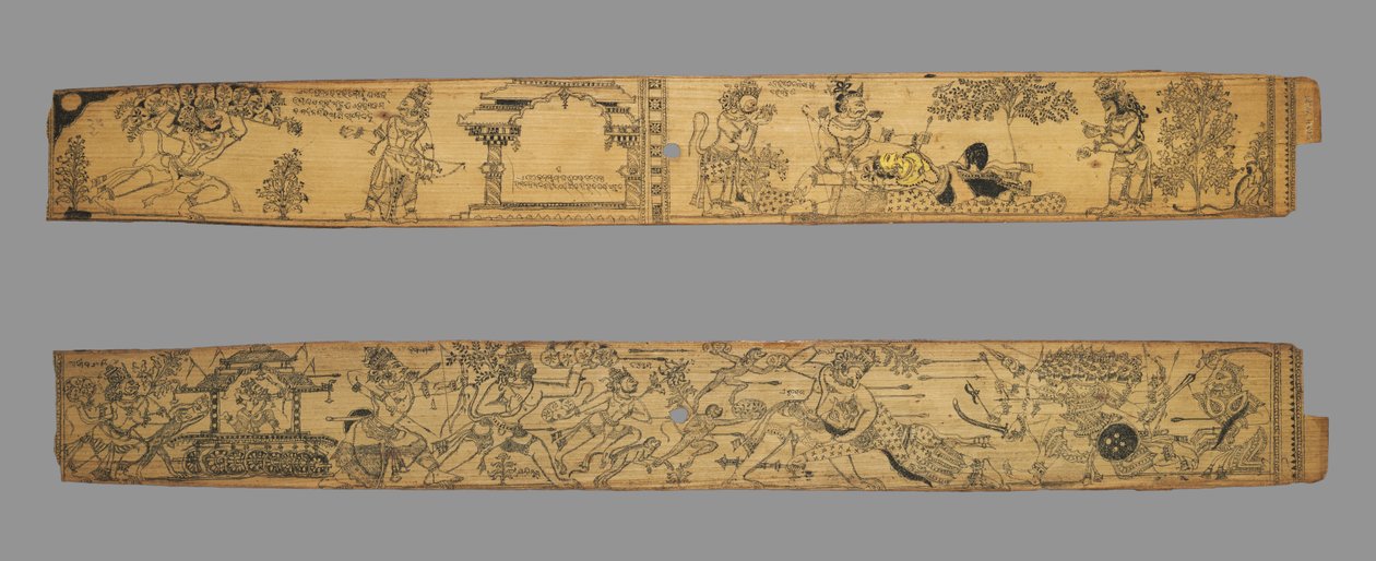 Blad uit een Romantiek van Chandrabhanu en Lavanyavati van Upendra Bhanja (Indiaas, overleden 1740) door Unknown artist