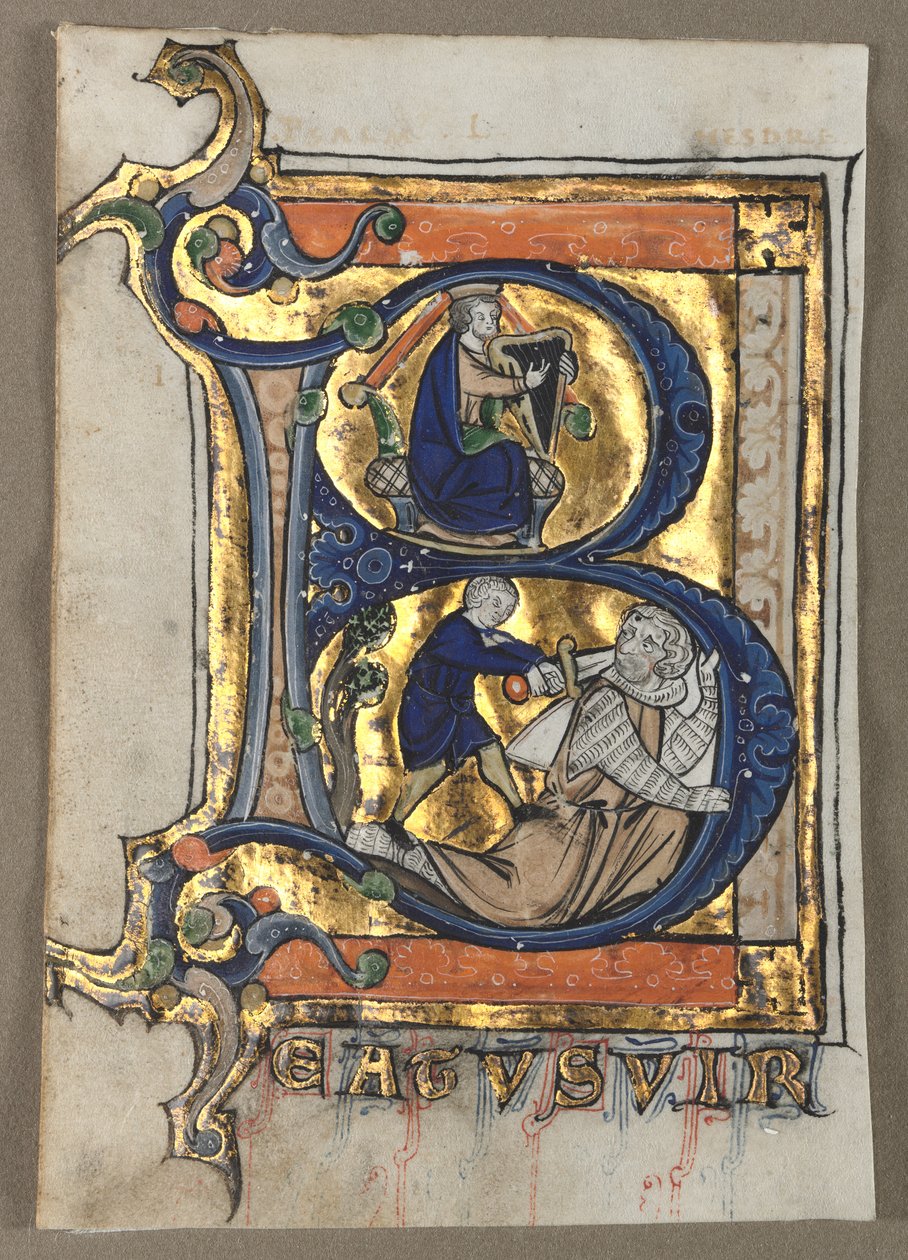 Bladeren uitgesneden uit een psalter (zeven) door Unknown artist