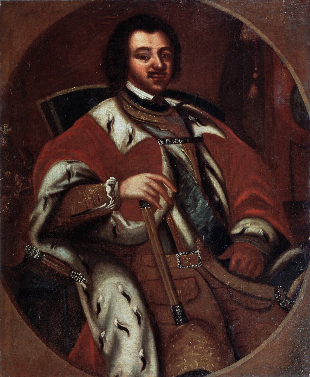 Keizer Peter I op zijn troon door Unknown artist