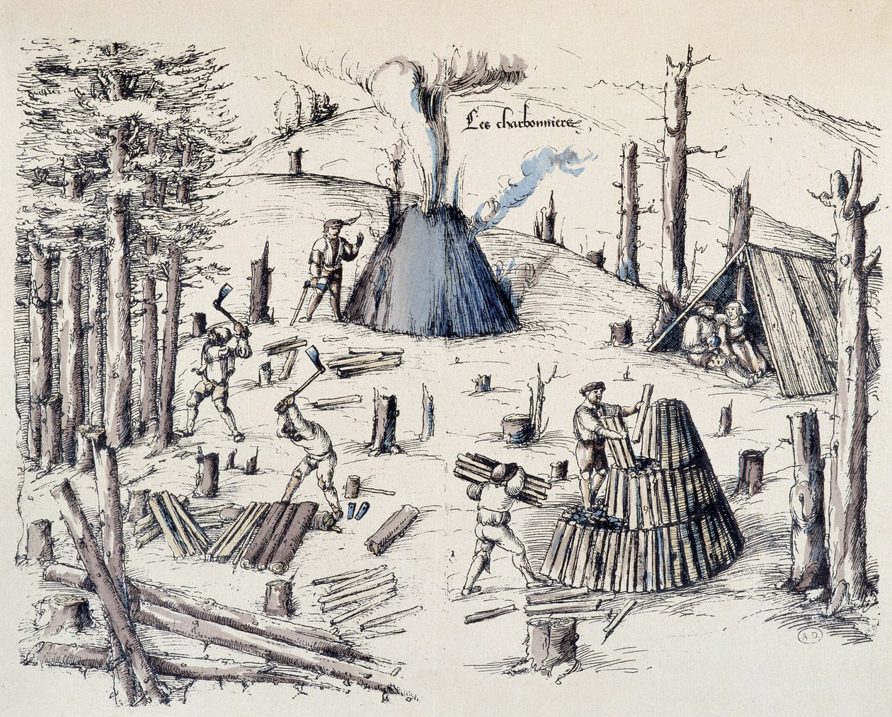 Les charbonniers - in "La croix aux mines" door Unknown artist