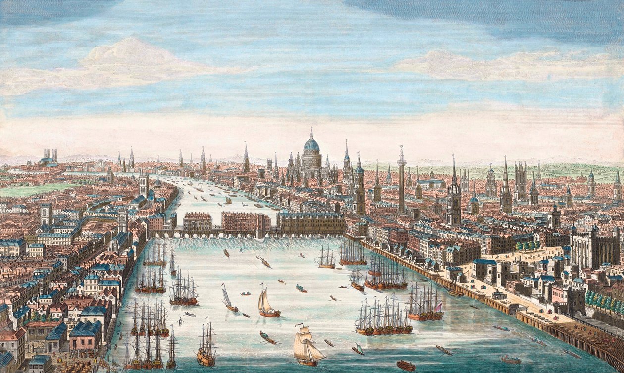 Londen in de 18e eeuw, Uitzicht op de Theems naar de London Bridge en St Paul