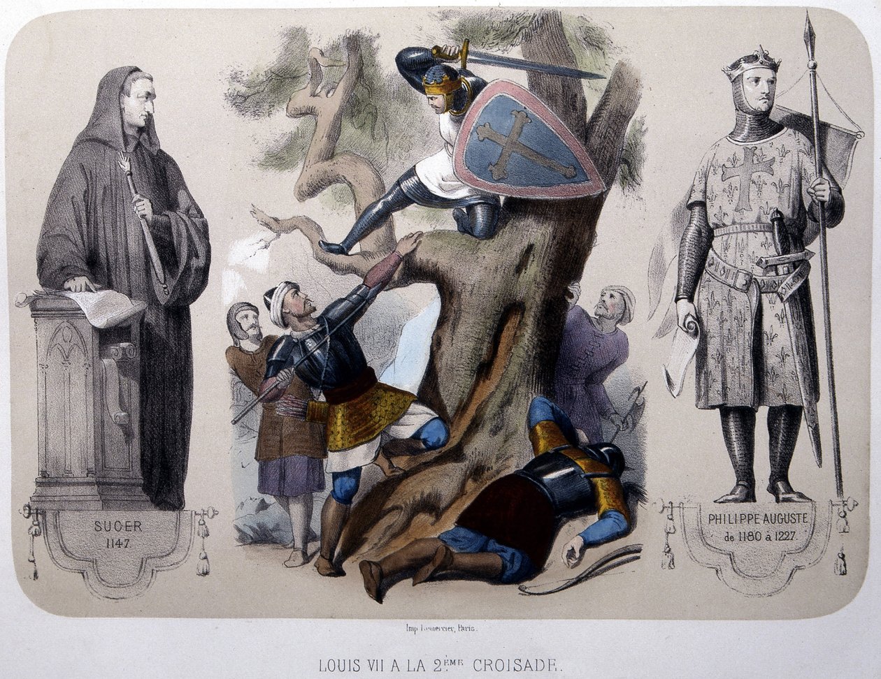 Louis VII vecht tegen de Saracenen tijdens de 2e kruistocht door Unknown artist