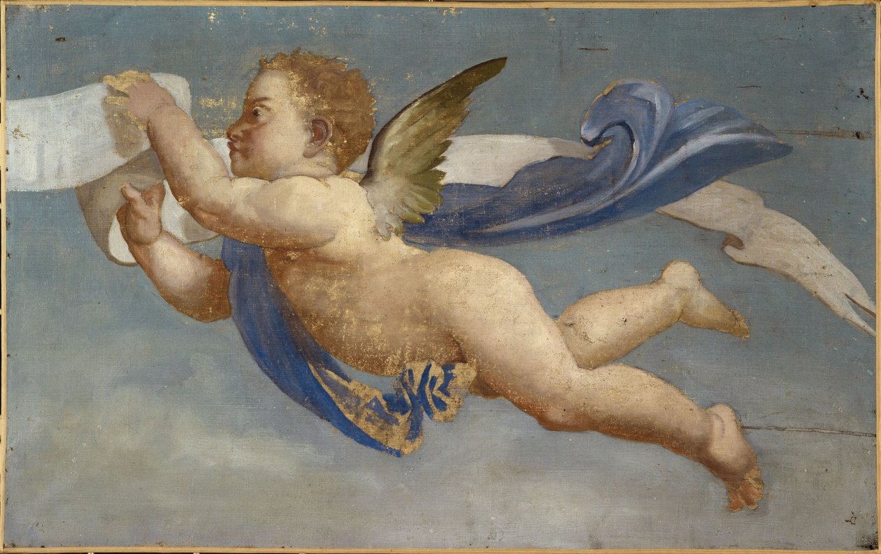 Liefde die een phylactery vasthoudt. Decoratief schilderij, tussen 1801 en 1900 door Unknown artist
