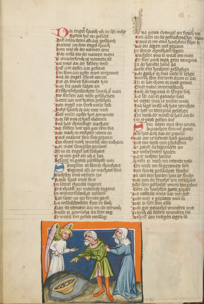 Manoach en zijn vrouw bieden de engel een maaltijd aan door Unknown artist