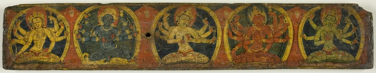 Manuscriptomslag van de Vijf Beschermers (Pancharaksha) door Unknown artist