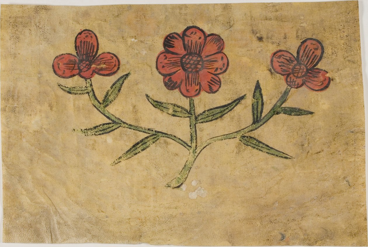 Handschriftknipsel met bloemen door Unknown artist
