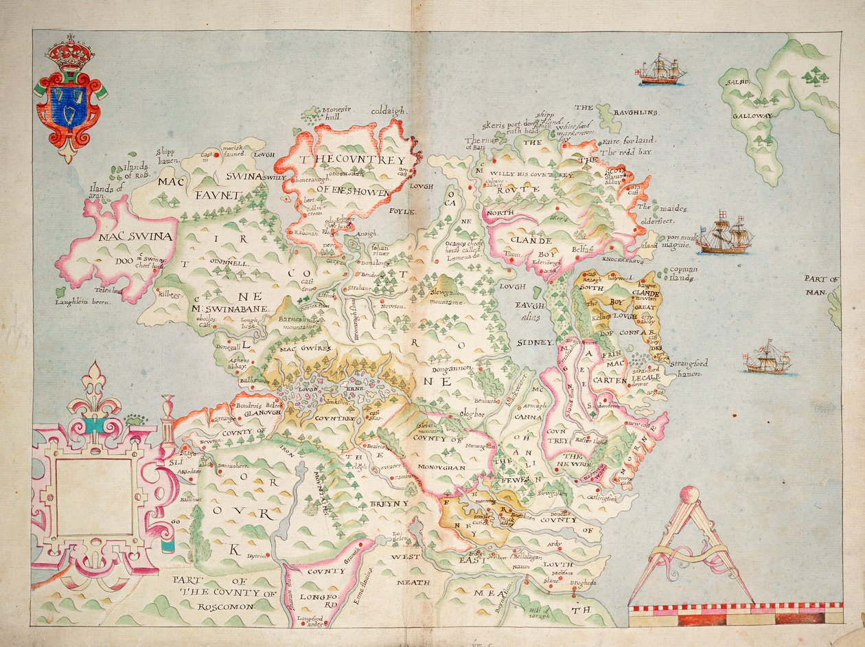 Kaart van het noorden van Ierland, ca. 1600 door Unknown artist