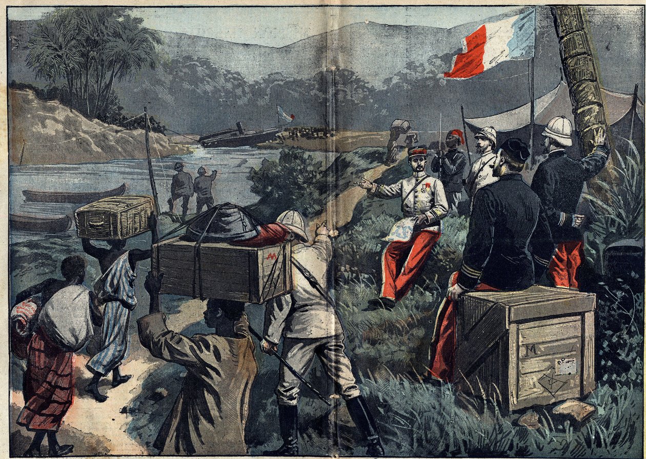 Marchand Missie in Afrika (1896-1899): de expeditie neemt bezit van de Boven-Nijl in 1898. Lancering van de demontabele stoomboot 