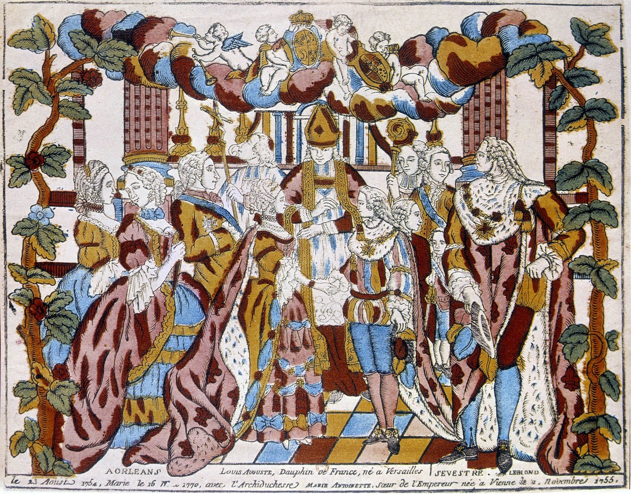 Huwelijk van Lodewijk XVI met Marie Antoinette, circa 1774, in Orleans. door Unknown artist