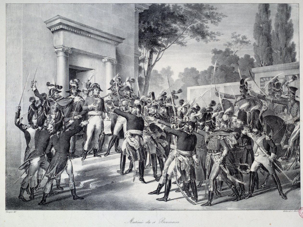 Vergadering van generaals en officieren in Napoleon Bonaparte rond 7 uur 