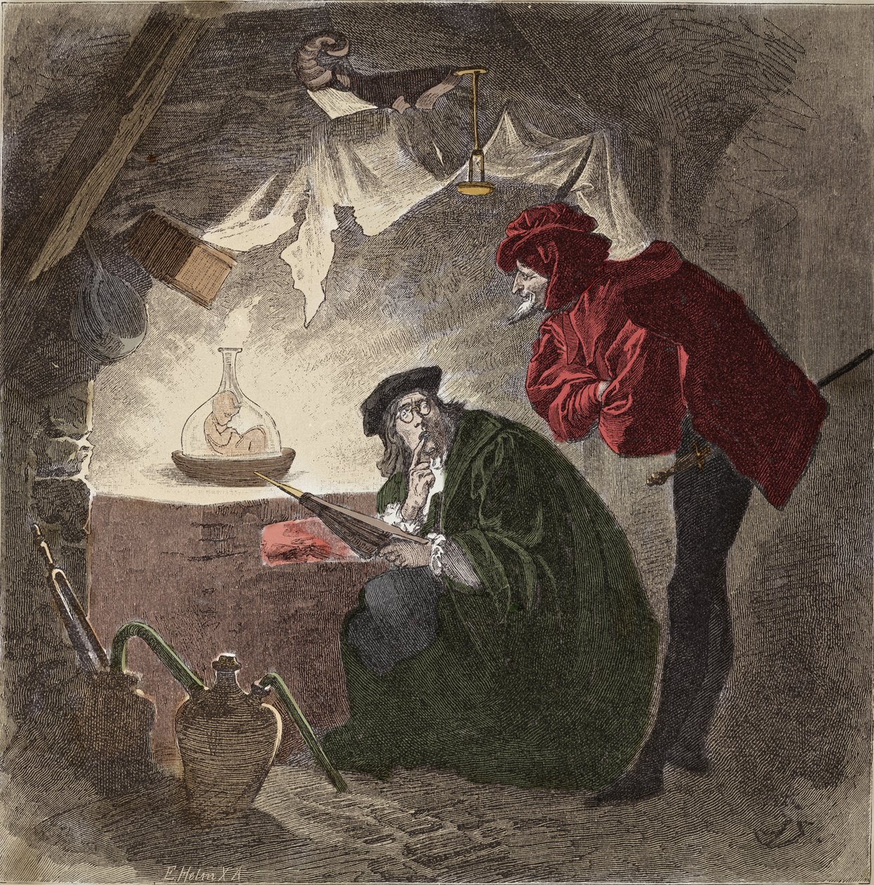 Mephistopheles (Mephisto) een Faust Illustratie van 