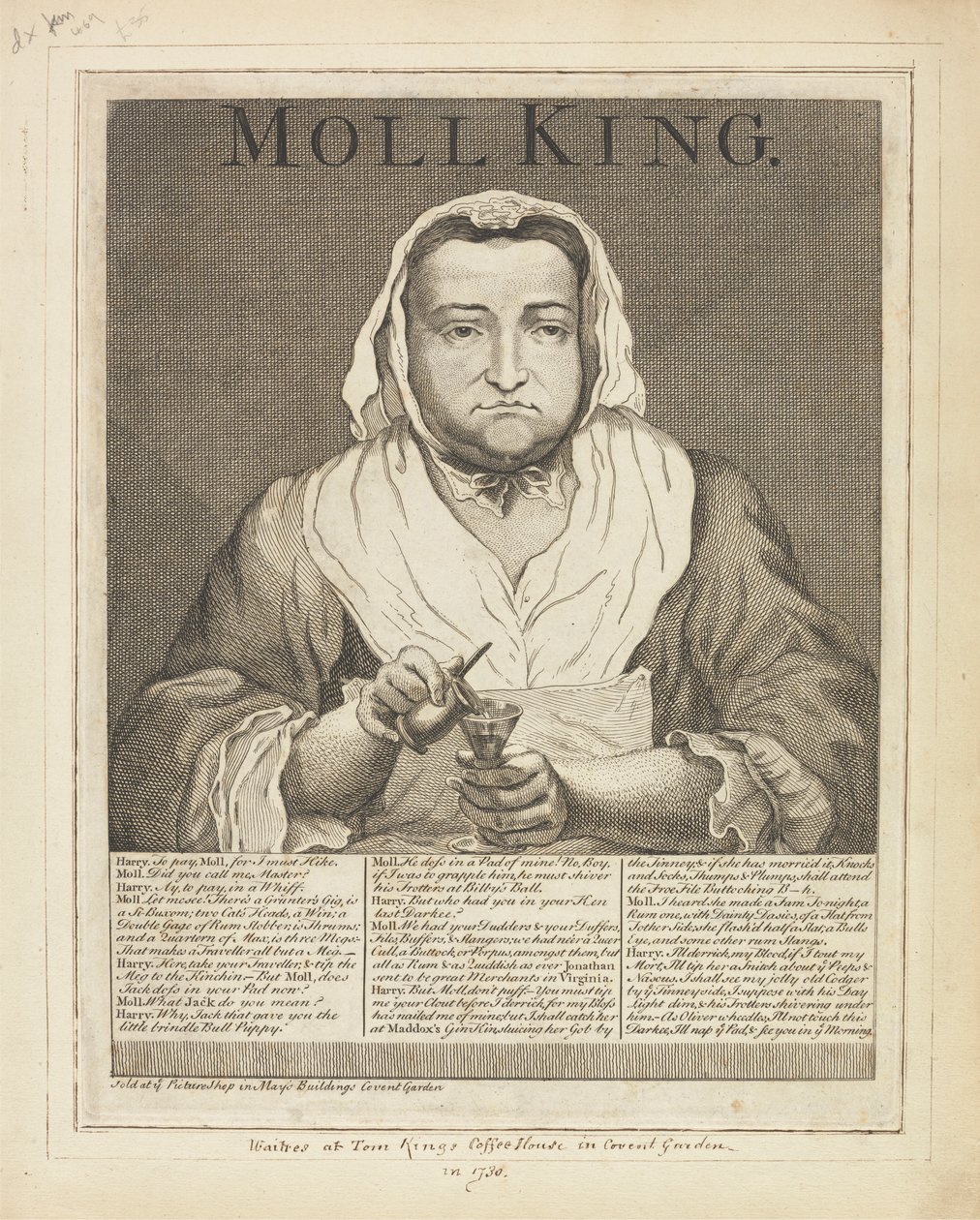 Moll King (Broadside gegraveerd portret van de beruchte minnares van King
