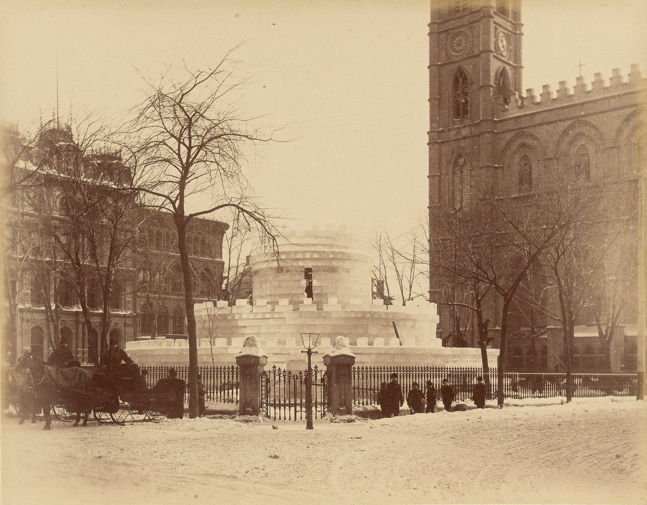 Montreal, IJsdoolhof voor de Notre-Dame kerk door Unknown artist