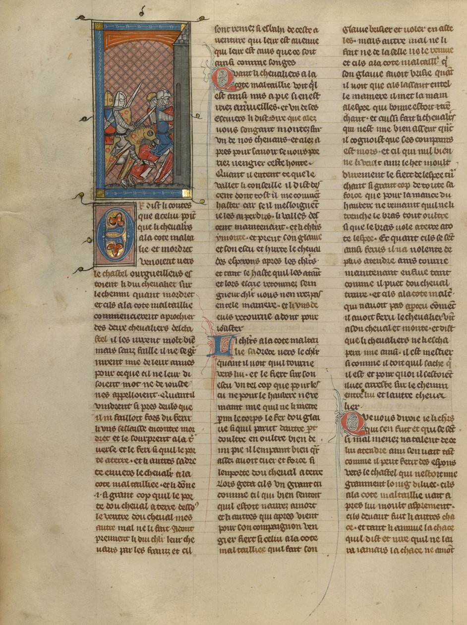 Mordret en ridder op gespannen voet met het achtervolgen van twee ridders door Unknown artist