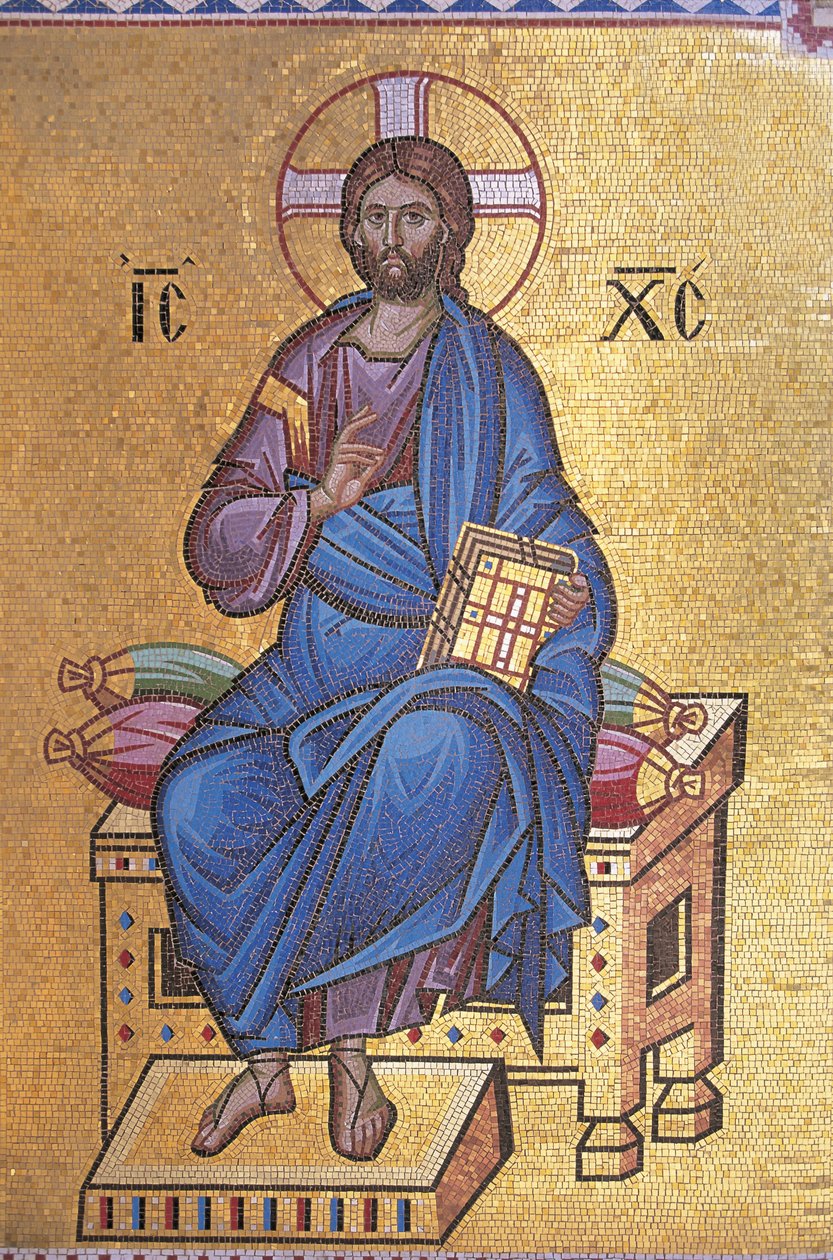 Mozaïek die Christus op de troon afbeeldt door Unknown artist