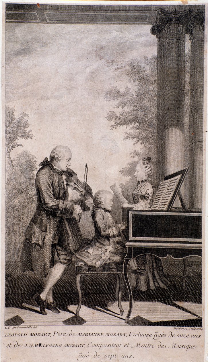 Familie Mozart op tournee (gravure, na 1777) door Unknown artist