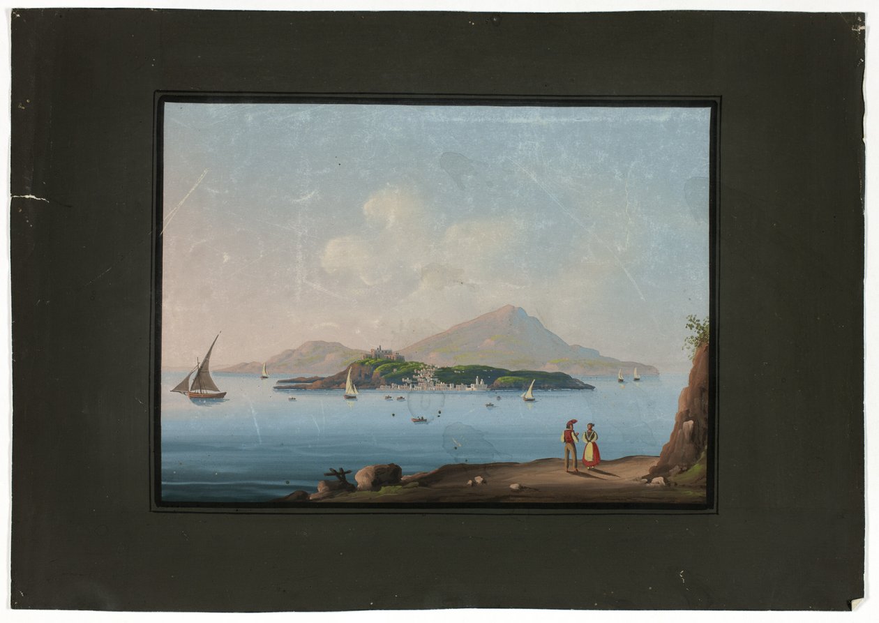 Napels met Vesuvius door Unknown artist