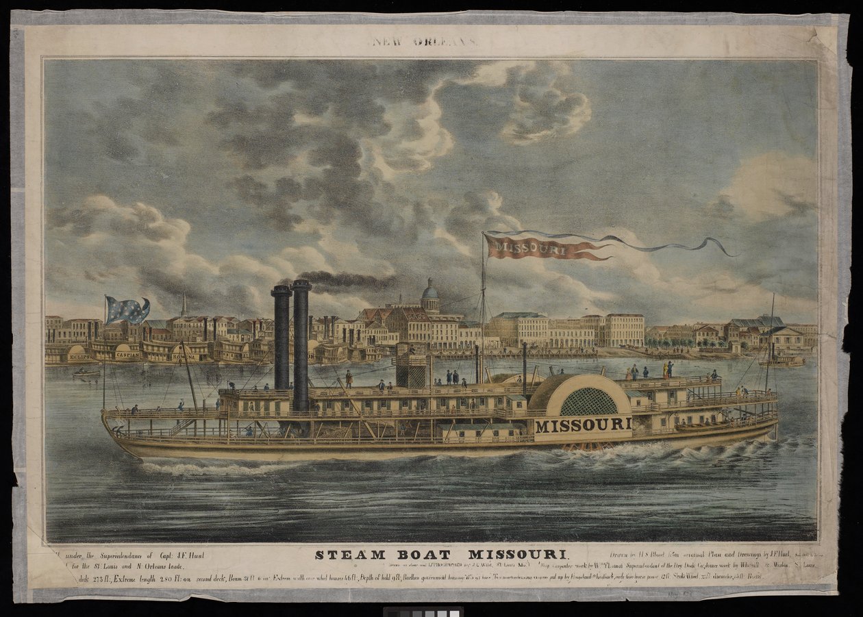 New Orleans. Stoomboot Missouri door Unknown artist