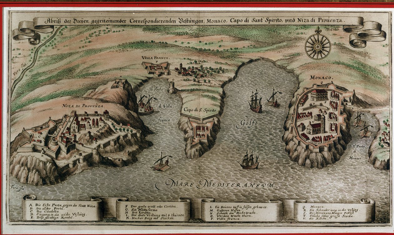 Nice, Villefranche en Monaco in de 17e eeuw door Unknown artist