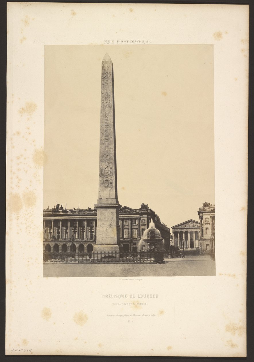 Obelisk van Louqsor, op de Place de la Concorde door Unknown artist