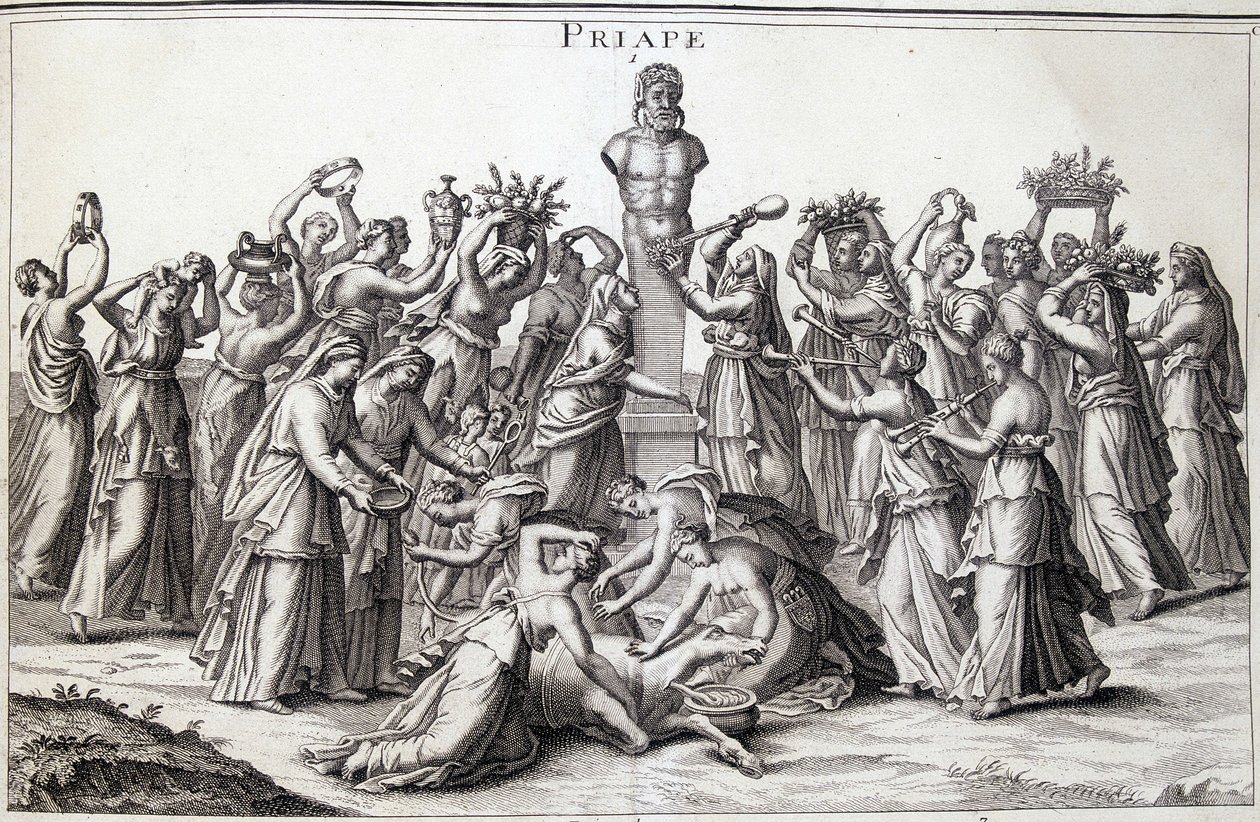 Aanbiedingen gedaan door vrouwen aan de god Priapus, de Aziatische god van vruchtbaarheid, die naar Griekenland kwam. Plaats van aanbidding van Lampsaque door Unknown artist