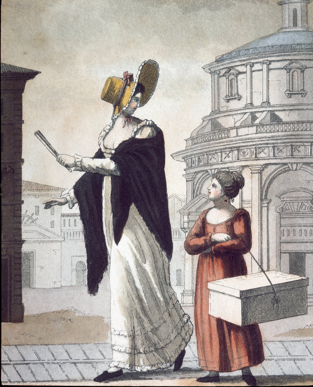 Oude handel: de modiste en haar assistent. (Lithografie) door Unknown artist
