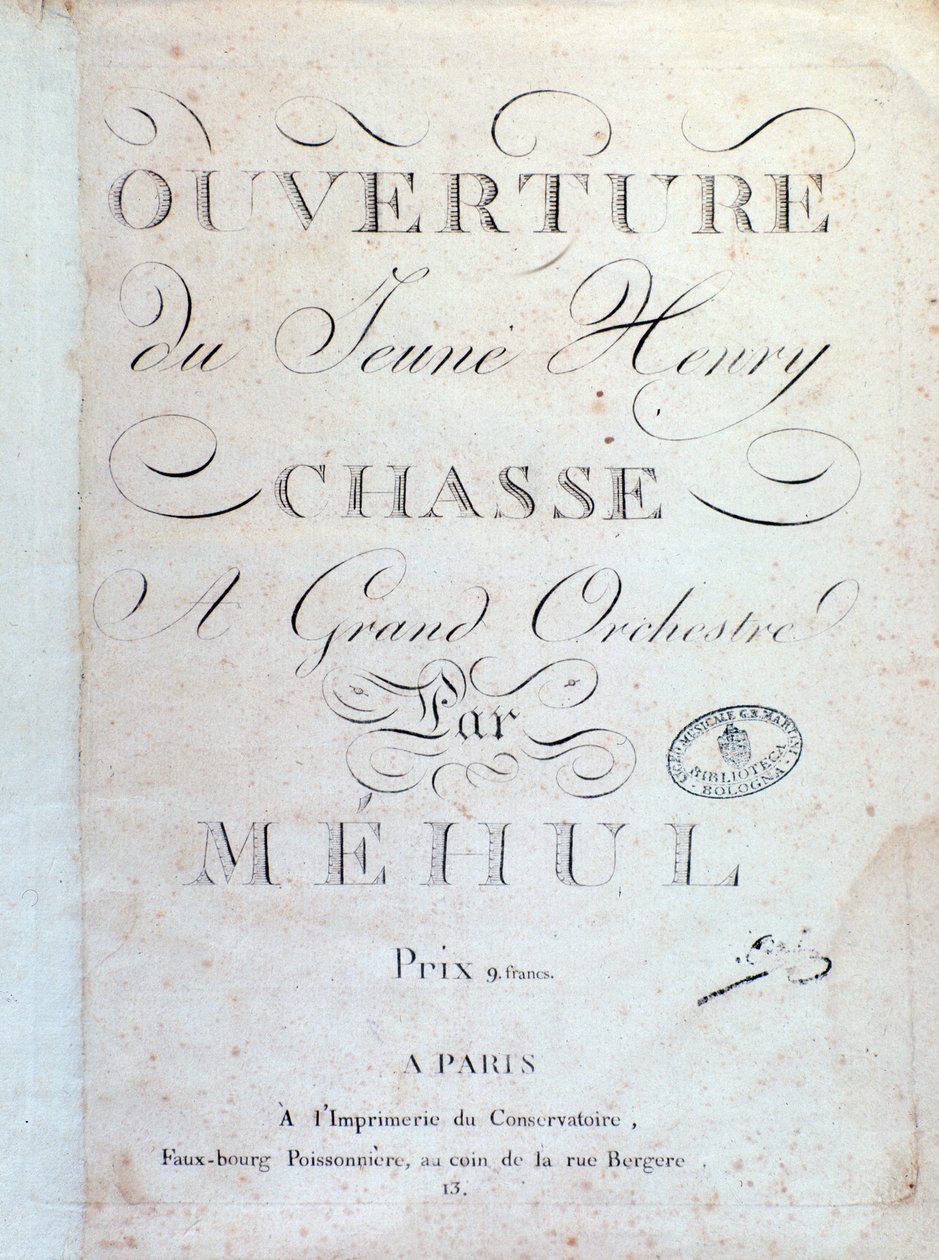 Openingspagina, La Chasse van de opera Le jeune Henri door Mehul (1797) door Unknown artist