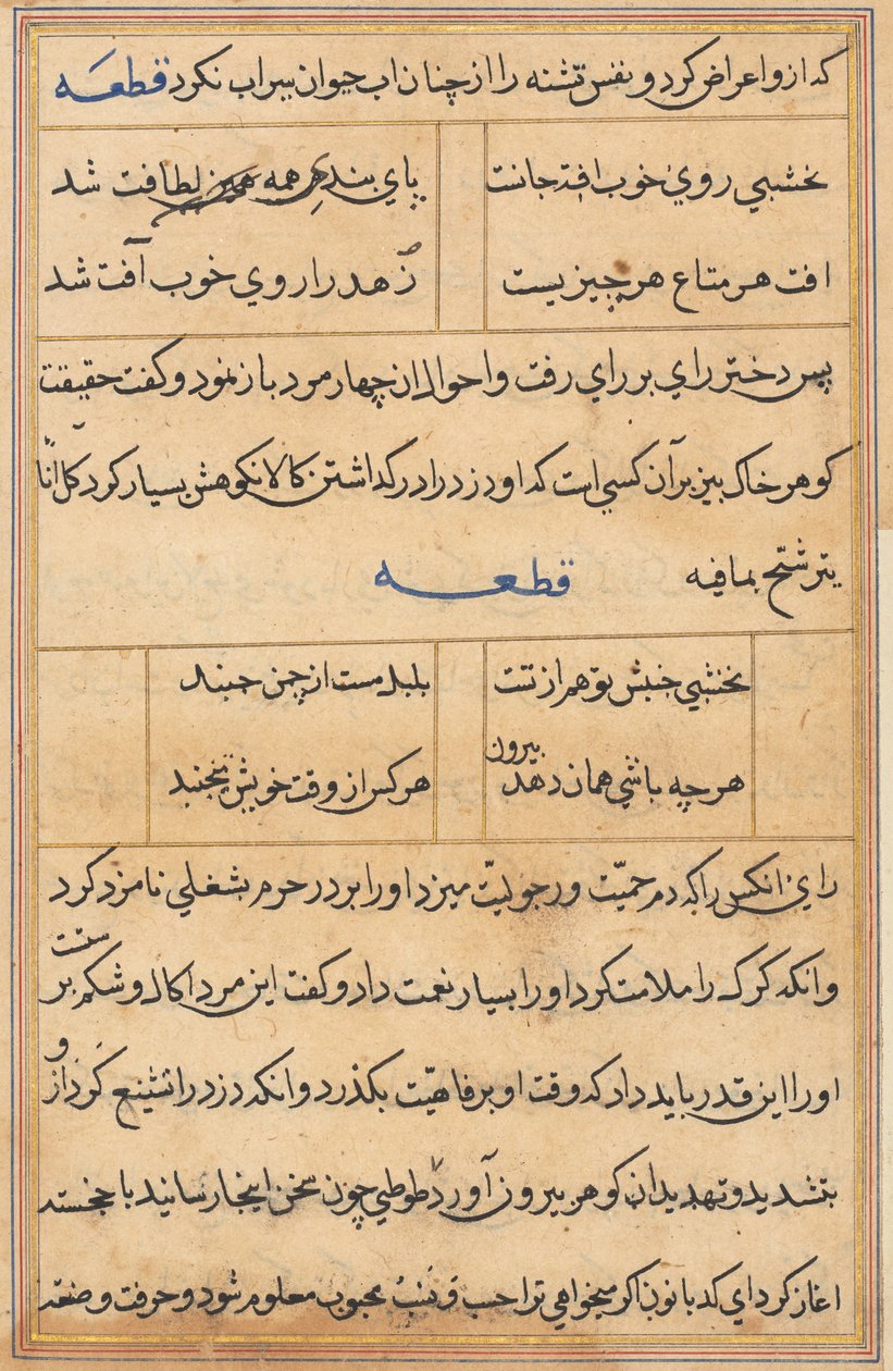 Pagina uit Verhalen van een Papegaai (Tuti-nama): tekstpagina door Unknown artist