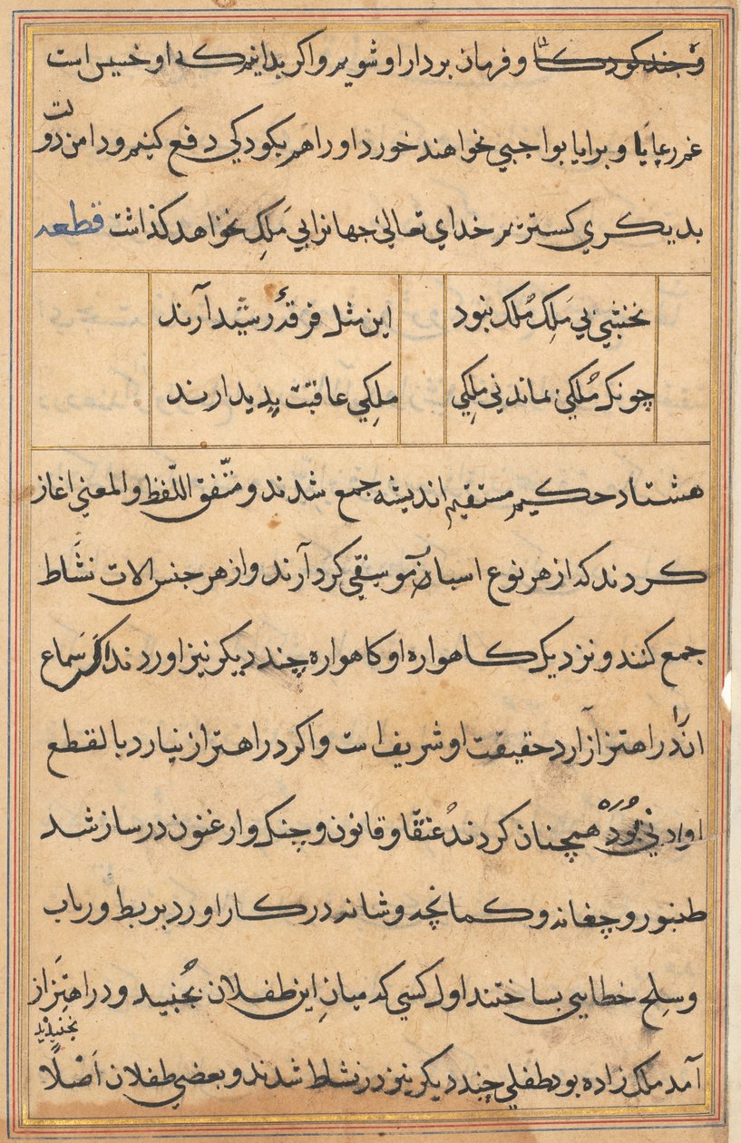 Pagina uit Verhalen van een Papegaai (Tuti-nama): tekstpagina door Unknown artist