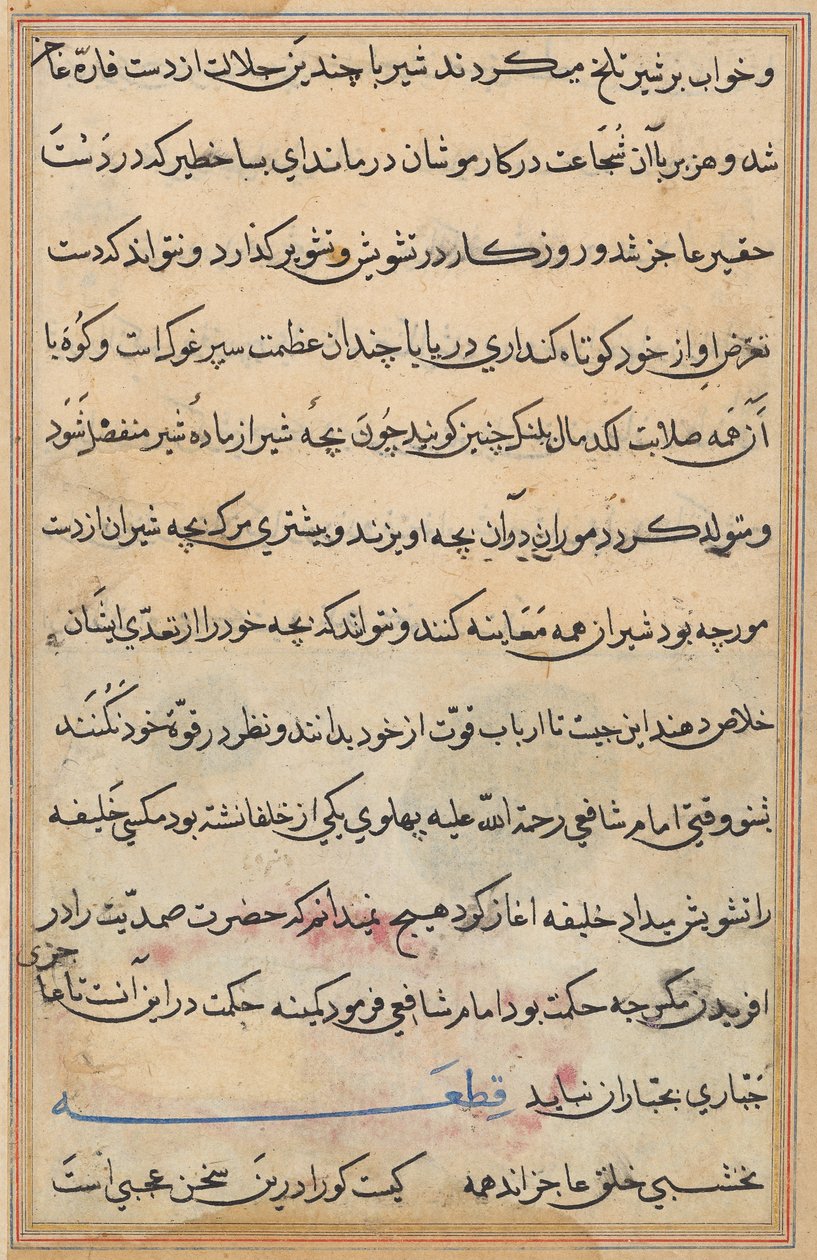 Pagina uit Verhalen van een Papegaai (Tuti-nama): tekstpagina door Unknown artist